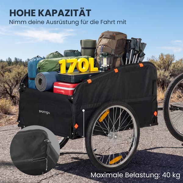 Cykeltrailer, 143x74x71 cm, Rød, Stål