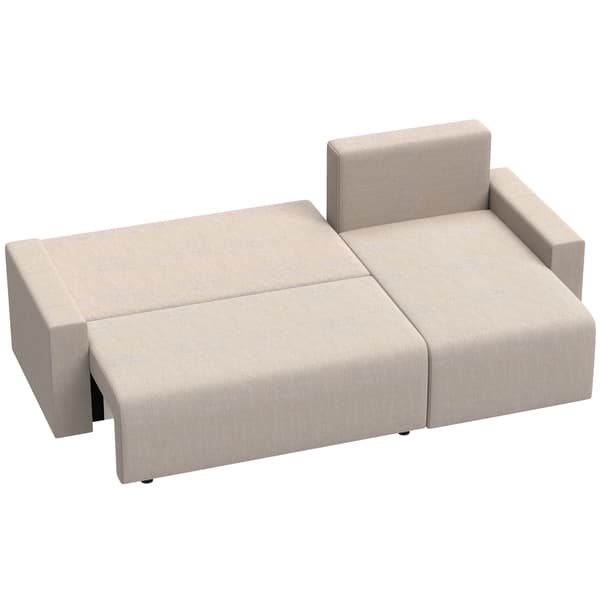 Hörnsoffa Bäddsoffa L-formad 3-sits Soffa 226x125x86 cm Beige Sammetstyg