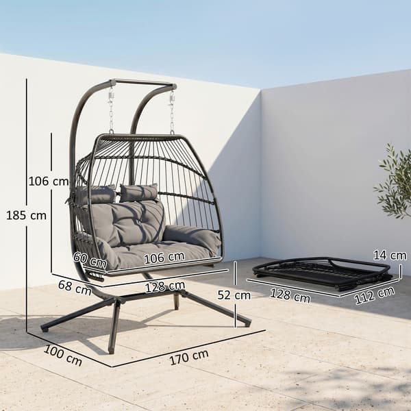 Hængestol foldbar 170x100x185 cm mørkegrå