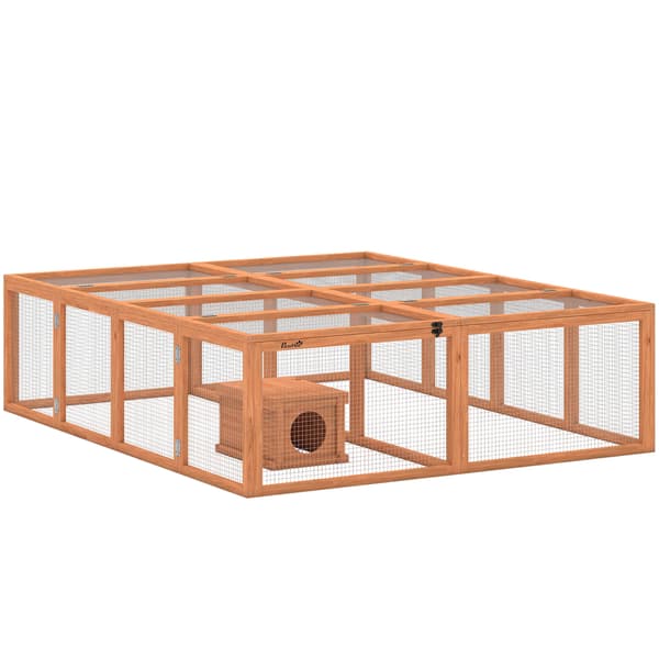 Kaninhus 180,4x150x48 cm Orange Træ