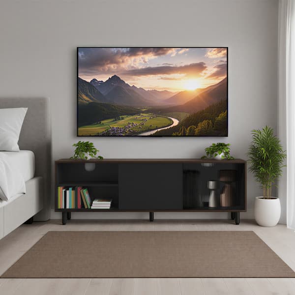 TV-bord, 140x39x45 cm, Brun-Sort