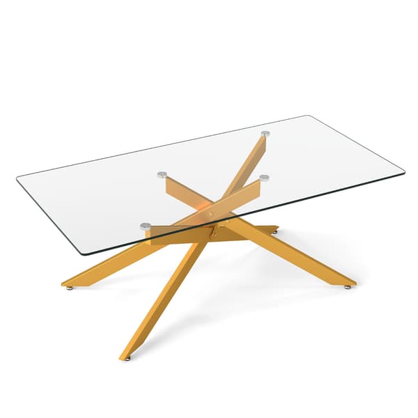 Soffbord, 120x60x45.5 cm, Guld, Härdat glas , Star