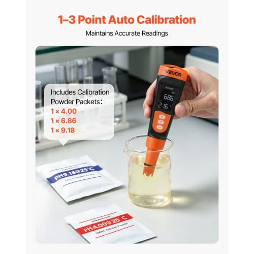 pH-mätare PH06 0–14 pH-intervall 40x40x185 mm orange/svart
