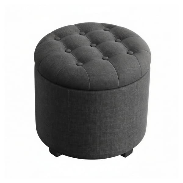 Rund Ottoman med oppbevaring 45x45x44,5 cm Mørkegrå