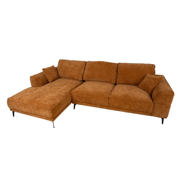 Hörnsoffa OLIVIA 295x170x92 cm Brun Sammetstyg