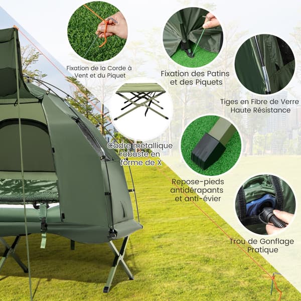Campingtelt seng 5-i-1 sæt 194x87x167 cm grøn/blå