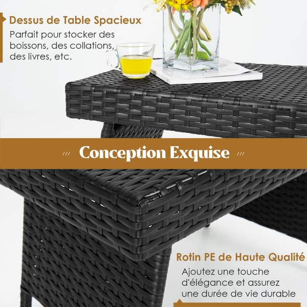Sofabord 60x40x40 cm Sort Sammenklappelig Rattan , Star