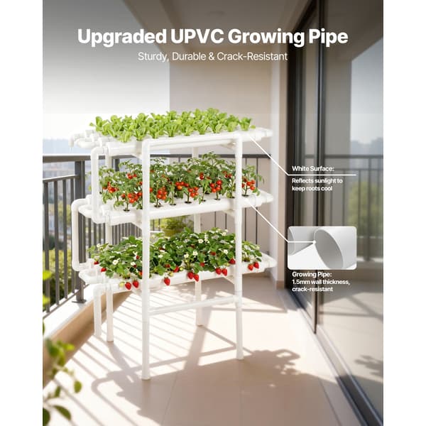Hydroponiskt odlingssystem kit, 98x52x117 cm, Vit, UPVC