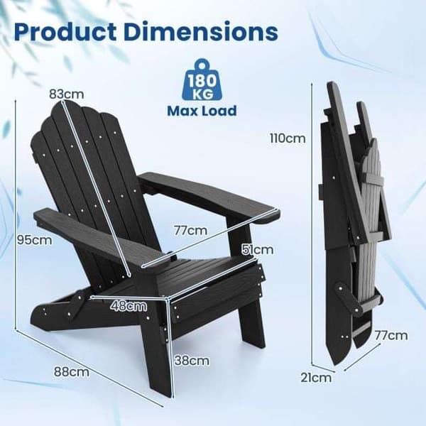 Sammenklappelig Adirondack-stol, 88x77x95 cm, Sort/Marineblå , Star