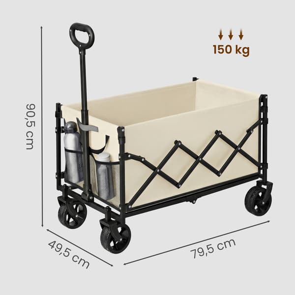 Hopfällbar vagn 42x67x90,5 cm Beige stål