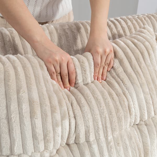 Bäddsoffa, 157x190 cm, krämvit, kordtyg
