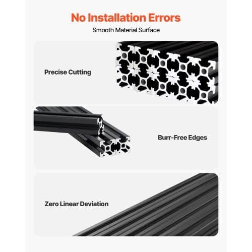Aluminium ekstrusionsprofiler 10 stk 1220 mm sort