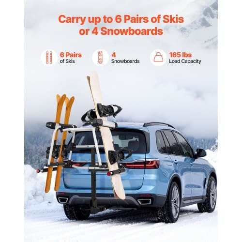 Ski- og snowboardholder, til montering på trækkrog, 89,5x99x12 cm, sort