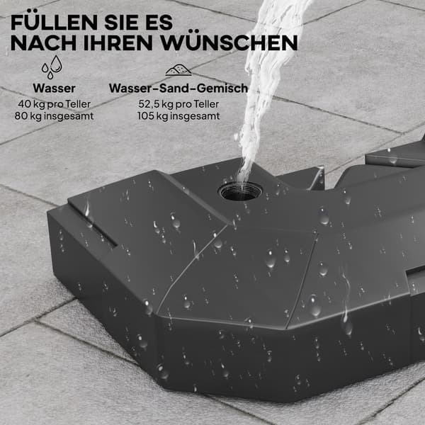 Parasolbas, 101x101x12 cm, Svart, HDPE
