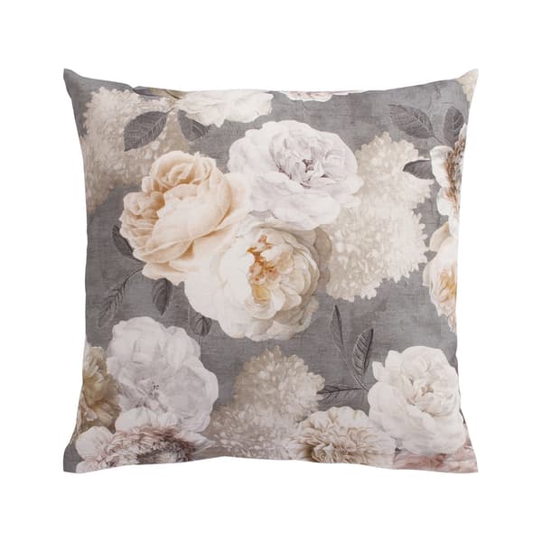 Pude 45x45 cm Grå Blomster Bomuld