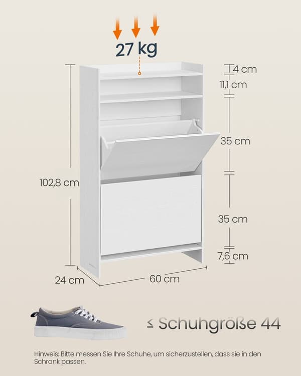 Skoskab 24x60x102,8 cm Hvid