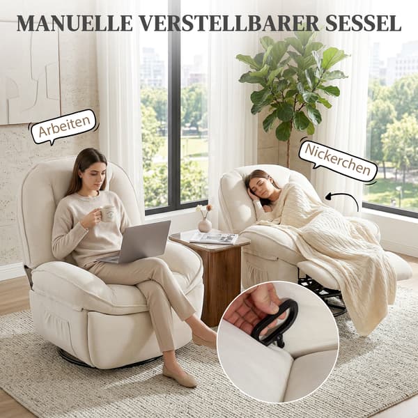 Lænestol 93x91x104 cm Creme Chenille polstring