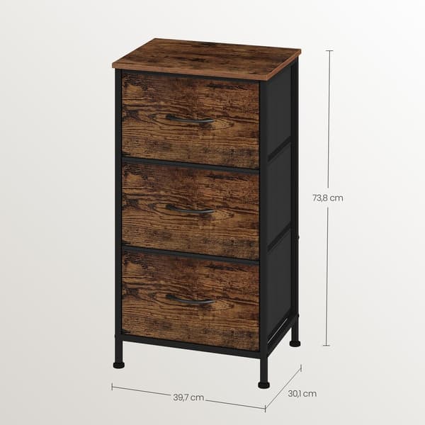Kommode 30x39,6x73,7 cm Brun-Svart stål