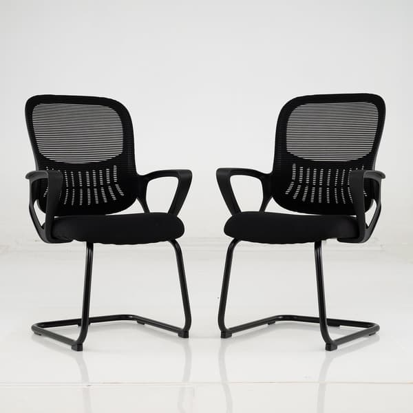 Konferencestole sæt af 2, 63x63x96 cm, Sort, Mesh-ryg med opbevaring