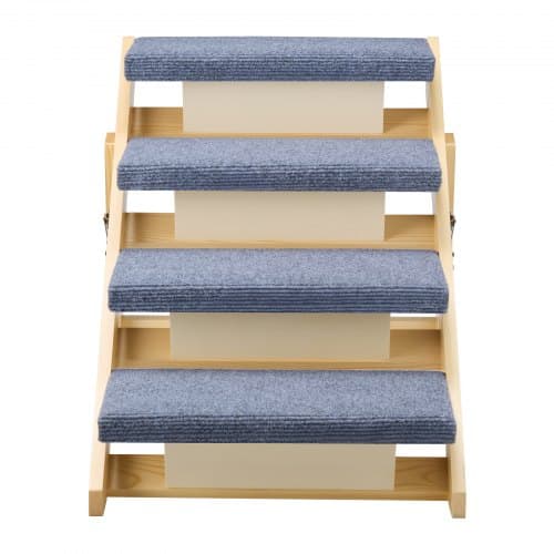 Kæledyrstrappe, 4-trins foldbart trædesign, 63x47x49 cm, opbevaring