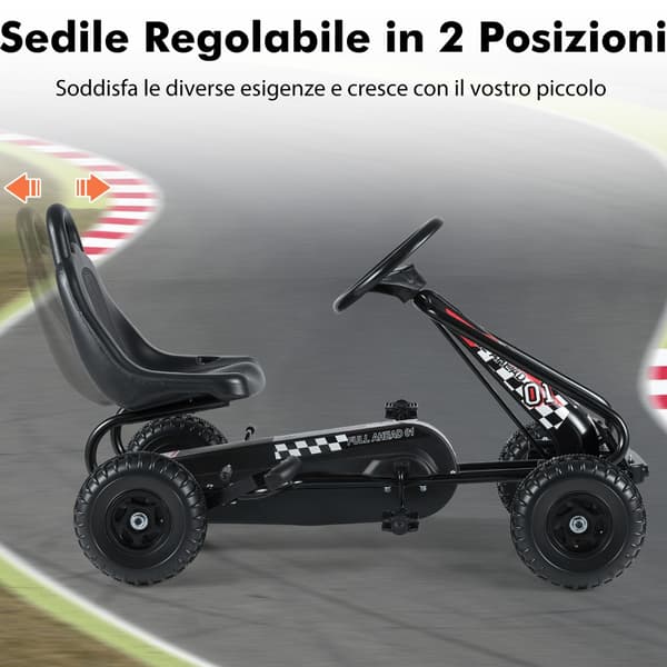 Pedal gokart, justerbart sæde, håndbremse, til børn, sort , Star