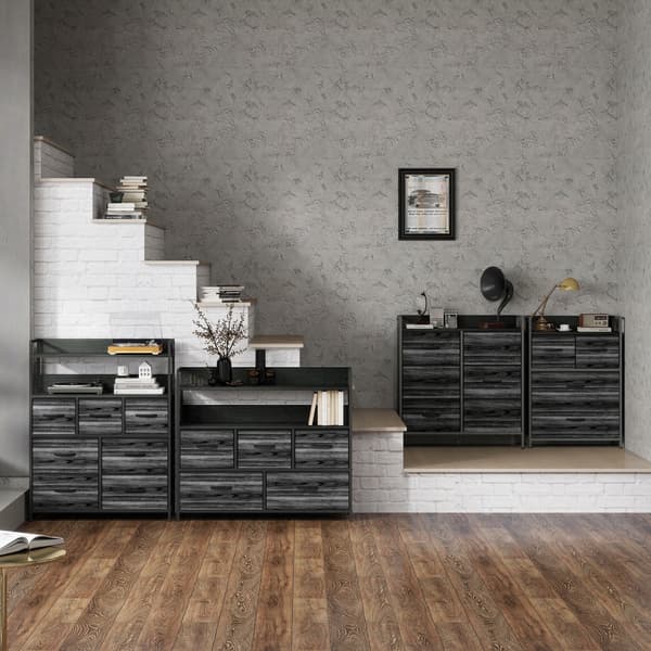 Kommode, 4 stofskuffer, 60x29x85 cm, sort, opbevaring