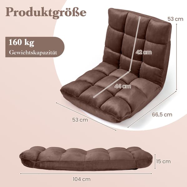 Sammenklappelig gulvstol 60x54x57 cm brun