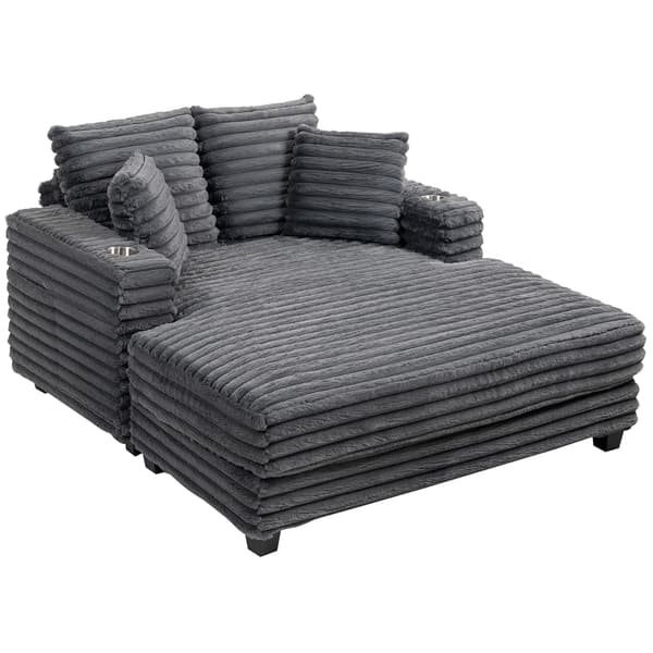 Chaiselongsoffa Bäddsoffa 134x151x89 cm Grå med kopphållare