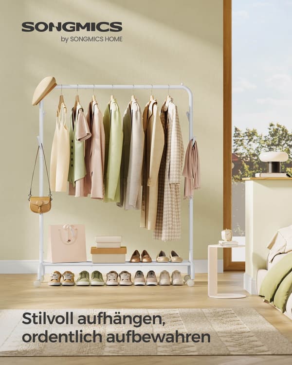 Klädställ 103,5x39x155 cm Vit Stål