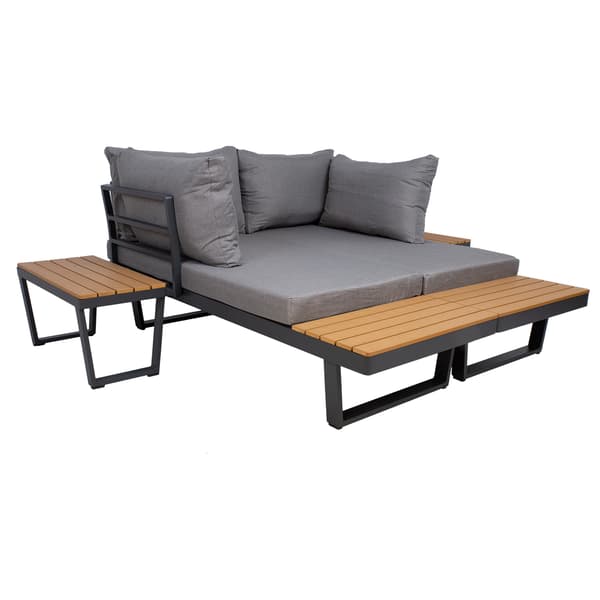 Havemøbelsæt Malta modulsofa 175x77x71 cm grå aluminium