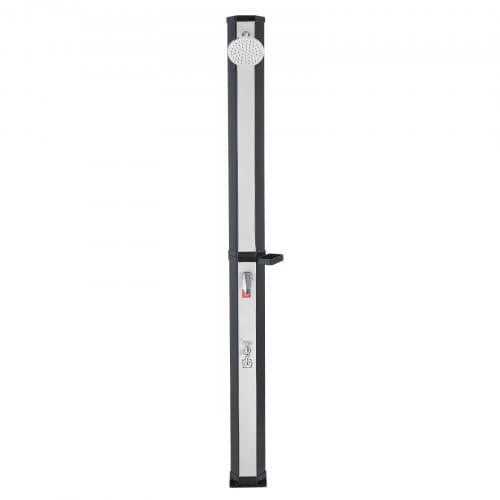 Udendørs solopvarmet bruser, 35L, 40x25.5x216 cm, sort sølv