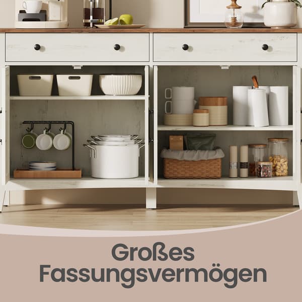 Sideboard 140x40x80 cm rustik vit/honungsbrun