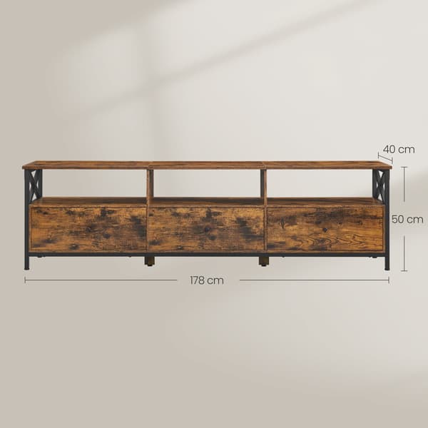 TV-bord, 178x40x50 cm, Brun-Sort, Stålramme