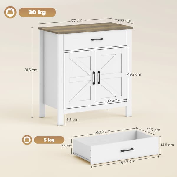 Sideboard 77x39,3x81,5 cm Vit trä