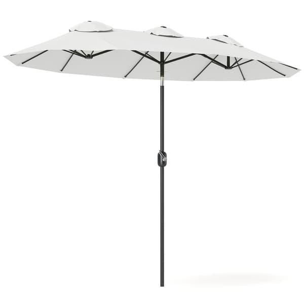 Haveparasol 295x152 cm hvid, polyester og stål