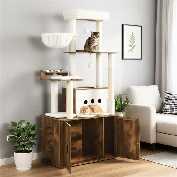 Kattträd 80x49x170 cm Brun