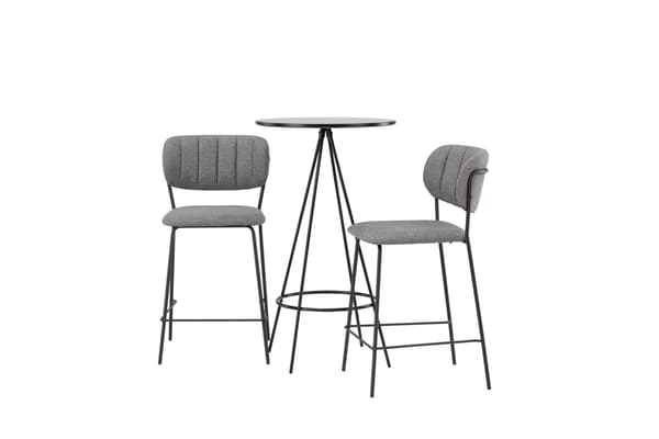 Barbord og barstol sæt 60 cm sort stof