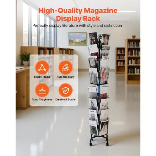 Kortdisplaystativ, 45x45x193 cm, Sort, Roterende opbevaring