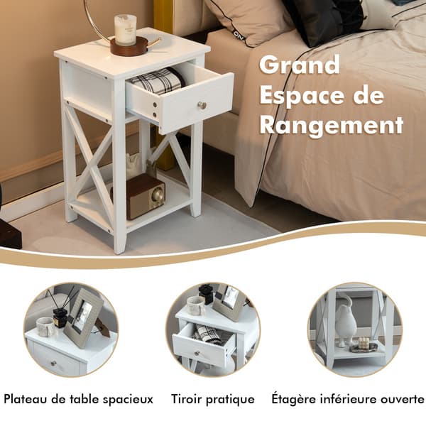 Sengeborde 2 stk. 40,6x30,5x61 cm hvide