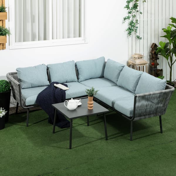 Rattan havemøbelsæt, 120x71x65 cm, sort