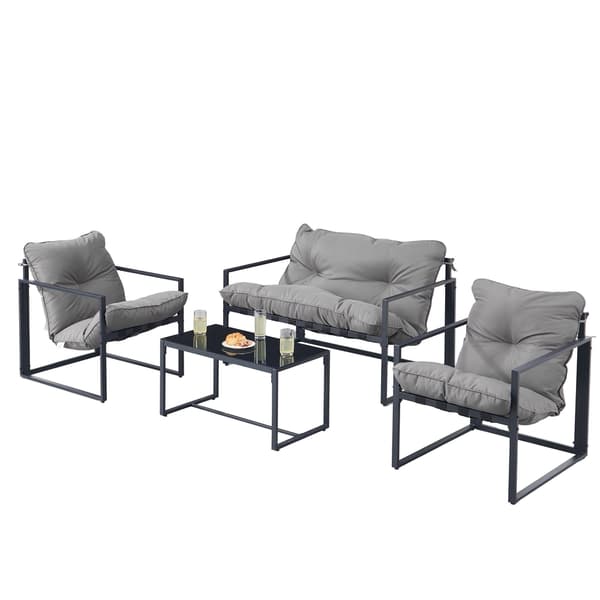 Havemøbelsæt 60x68x67 cm Grå Stålramme