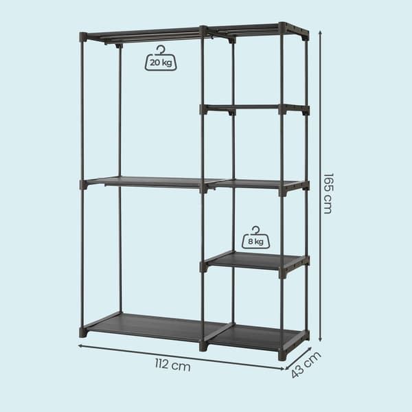 Garderobeskab 112x43x165 cm Sort Stof