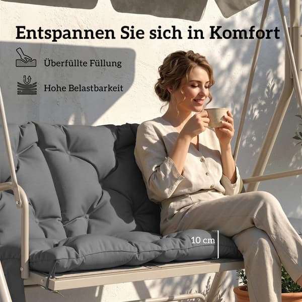 Bænkepude 150x100x10 cm Mørkegrå Polyester