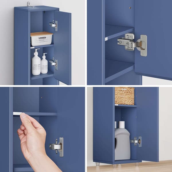 Badrumsskåp, 20x20x180 cm, Blå, MDF