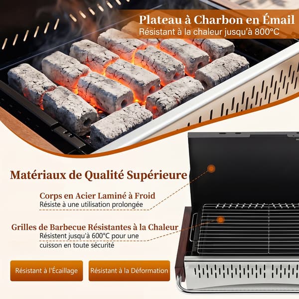 Sammenklappelig grillkulgrill 62x43,5x41,5 cm sort