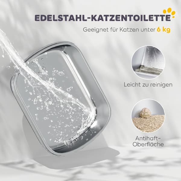 Kattetoilet i rustfrit stål 52,4x41,3x39,8 cm lys grå