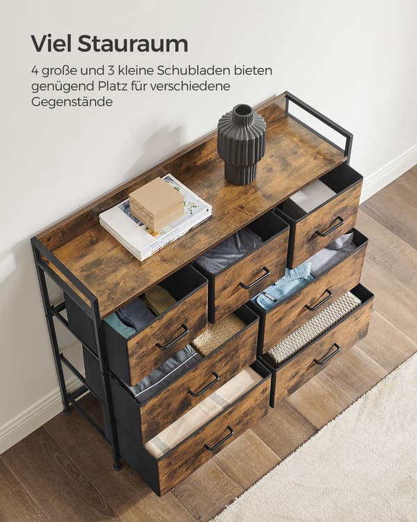 Kommode 98x28,5x85 cm Sort Stof