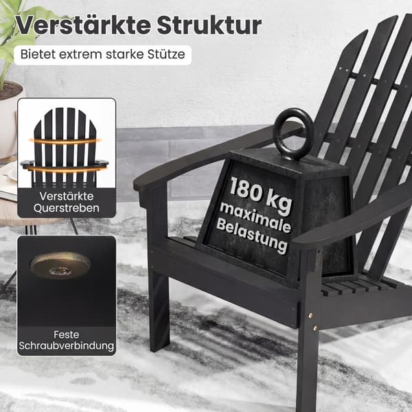 Adirondack havestole 2 stk 94x66x86 cm sort