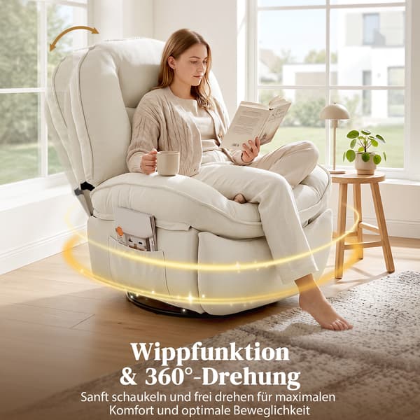 Lænestol 93x91x104 cm Creme Chenille polstring