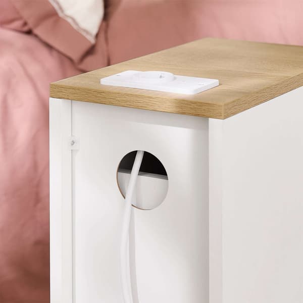 Sängbord Set, 20x35x60 cm, Vit, Förvaring